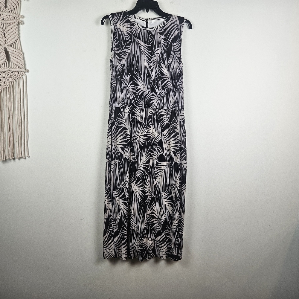 Hugo Boss Emago Accordion Pleat Palm Print Dress Size Large